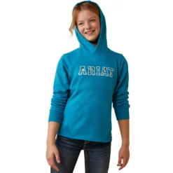 Ariat 3D Logo 2.0 Hoodie Mosaic Blue -Fournitures Équestres Boutique 10043322 front