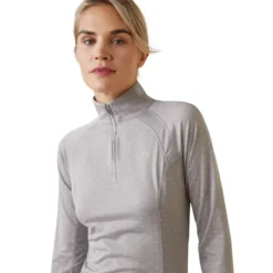 Ariat Womens Sunstopper 2.0 Quarter Zip Baselayer Silver Sconce Dot