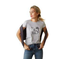Ariat Womens Toile Dogs T-Shirt Heather Grey 9 Ariat Womens Toile Dogs T-Shirt Heather Grey -Fournitures Équestres Boutique 10043648 front