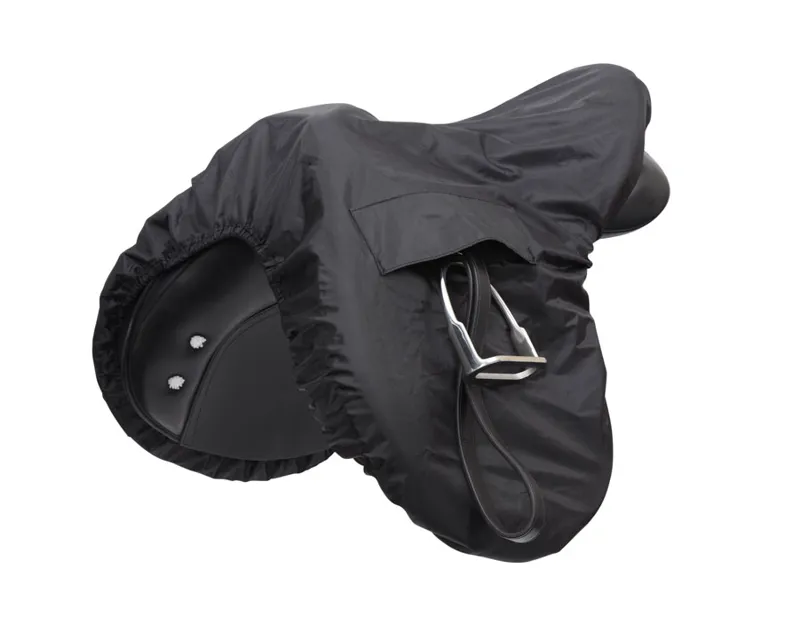 Shires One Size Waterproof Ride-On Saddle Cover In Black 1 Shires One Size Waterproof Ride-On Saddle Cover In Black