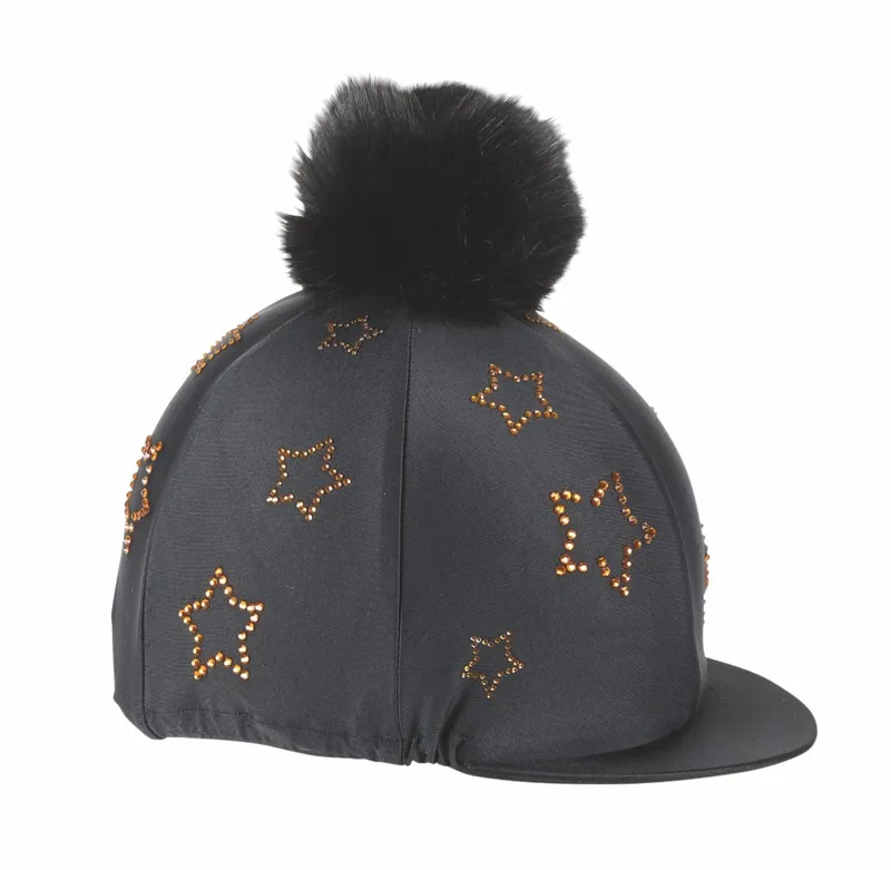 Shires Diamante Star Hat Cover In BLACK 1 Shires Diamante Star Hat Cover In BLACK