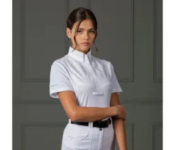 Aubrion Short Sleeve Tie Shirt In WHITE