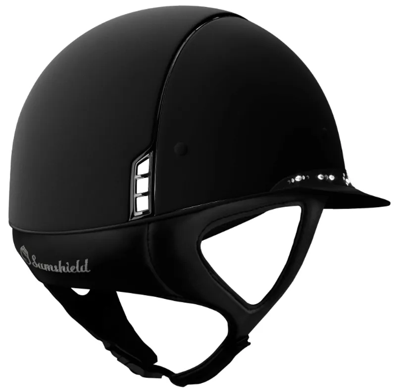 Custom Samshield Helmet - Miss Samshield Matt Black With Pearl Drops Band L 1 Custom Samshield Helmet - Miss Samshield Matt Black With Pearl Drops Band L