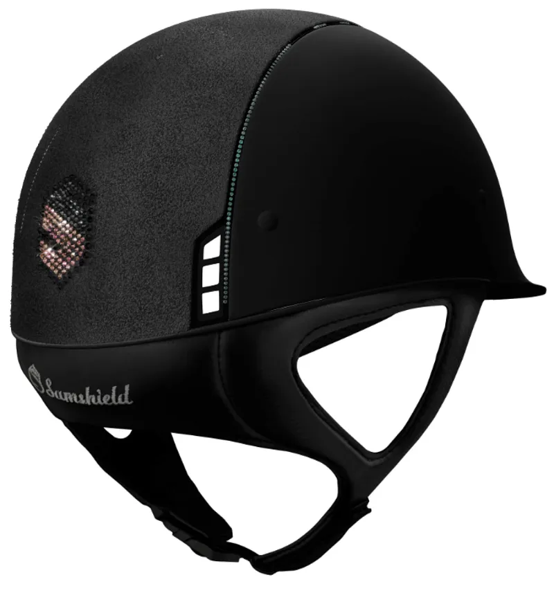 Custom Samshield Helmet - Miss Samshield Matt Black With Black Swarovski And Badge M 1 Custom Samshield Helmet - Miss Samshield Matt Black With Black Swarovski And Badge M