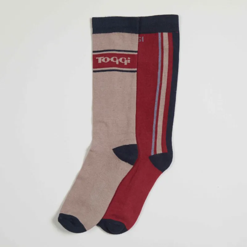 Toggi Eco Band Socks Womens 2 Pack Taupe/Berry 1 Toggi Eco Band Socks Womens 2 Pack Taupe/Berry