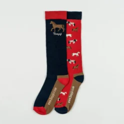 Toggi Womens Equine Socks Red 2pk