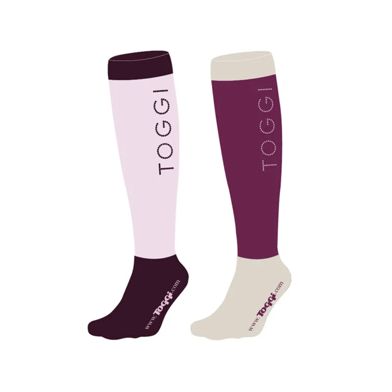 Toggi Womens Compression Socks Logo 2pk Purple 1 Toggi Womens Compression Socks Logo 2pk Purple