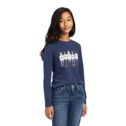 Ariat Youth Fan Club Long Sleeve T-Shirt Navy Heather