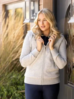 LeMieux Ladies Elite Sherpa Lined Zip Through Hoodie Grey Marl