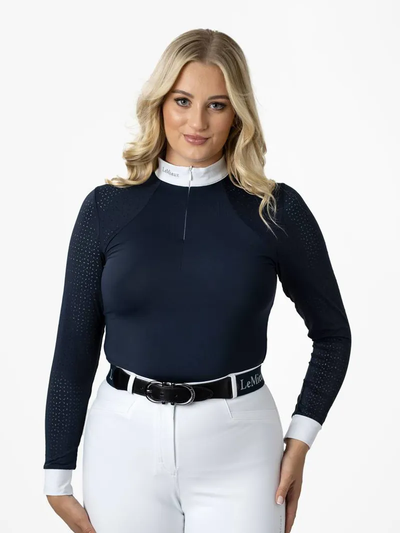 LeMieux Olivia Show Shirt Long Sleeve Navy 3 LeMieux Olivia Show Shirt Long Sleeve Navy – Image 3