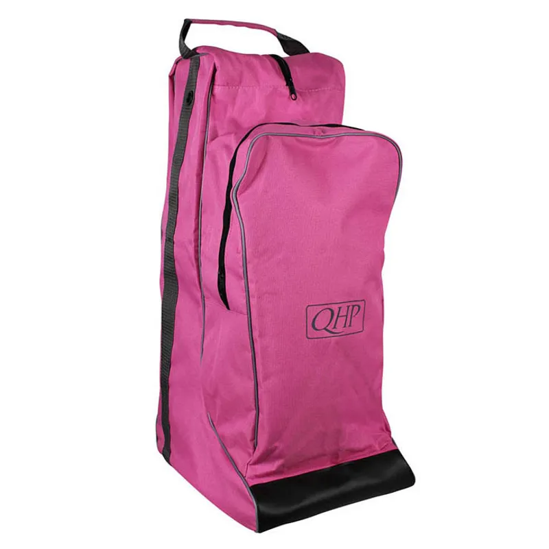 QHP Combi Boots/Helmet Bag Pink/Grey 1 QHP Combi Boots/Helmet Bag Pink/Grey