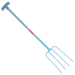 Red Gorilla 4 Prong Manure Fork - T Handle Sky Blue
