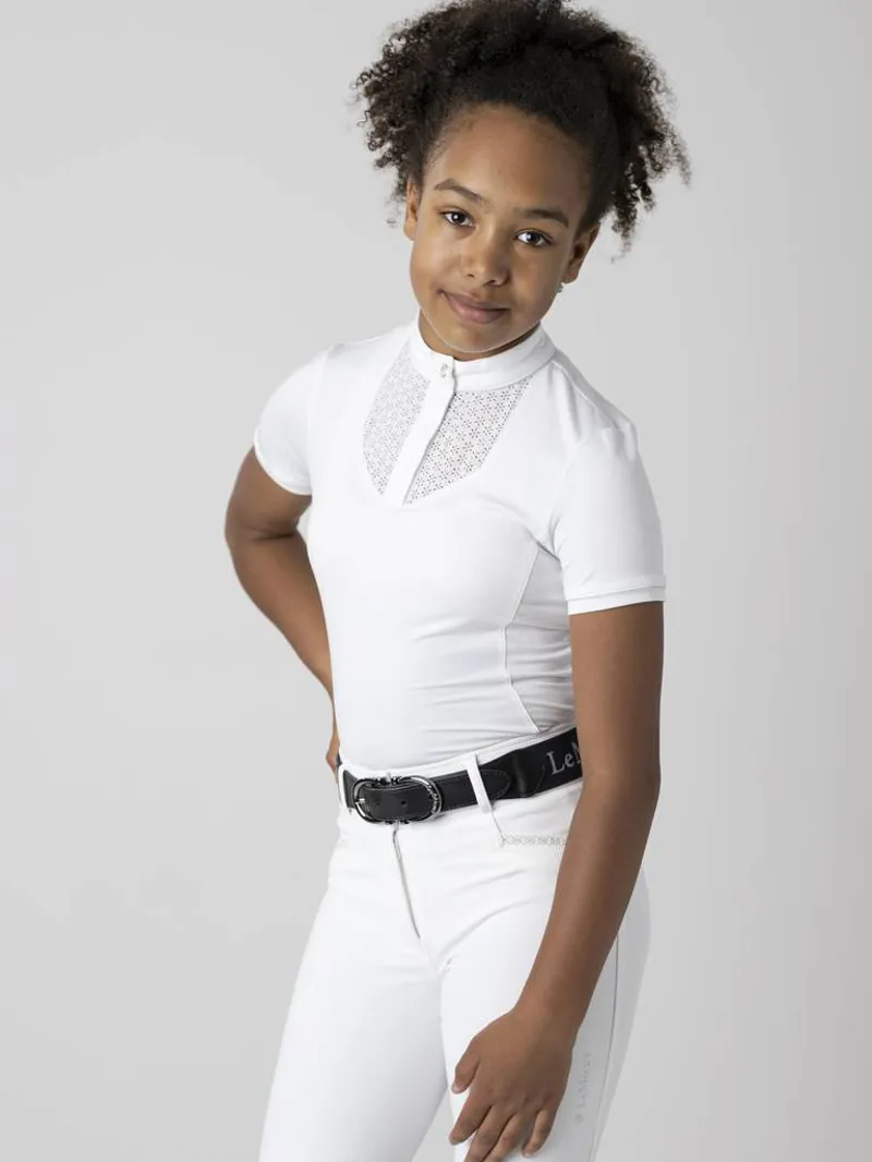 LeMieux Youth Show Shirt With Bib White/White 2 LeMieux Youth Show Shirt With Bib White/White – Image 2